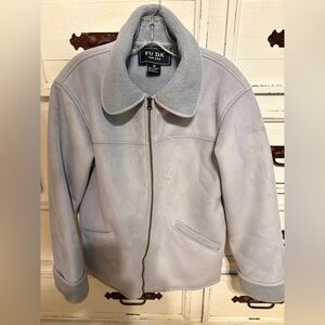 Faux suede jacket with Sherpa lining. Very nice and warm